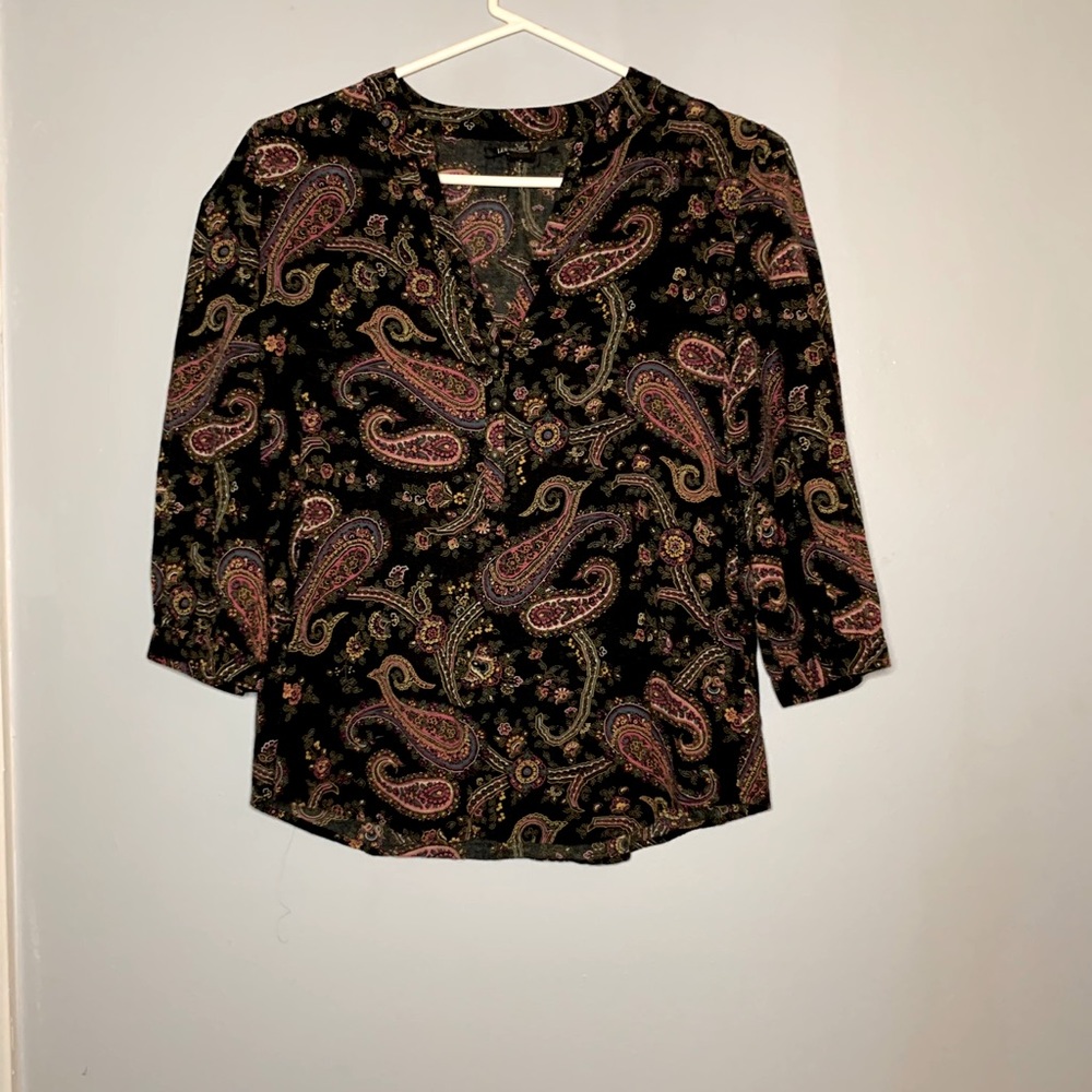 Lucky brand 3/4 sleeve button down v-neck top